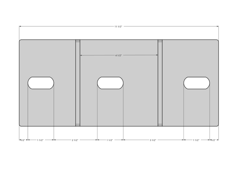 U Bracket 13 6in bracket top view 4.5in inside