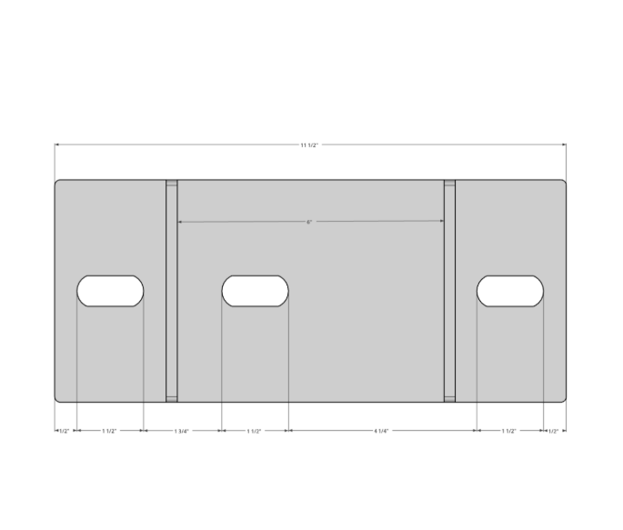 U Bracket 15 6in bracket top view 6in inside