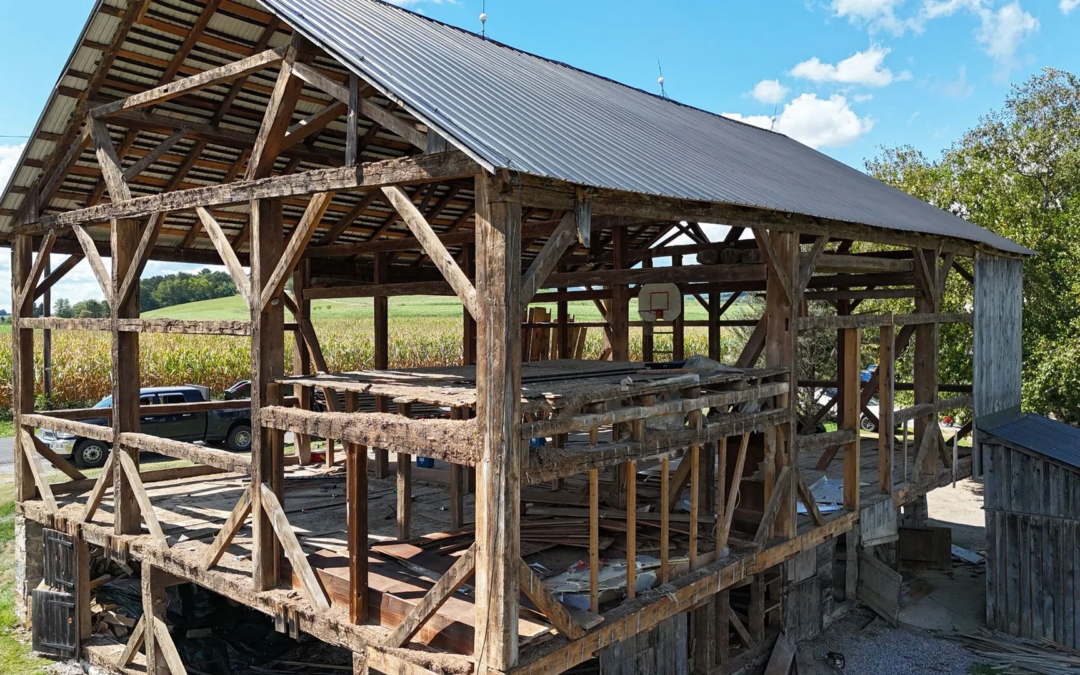 1852 Timber Frame Barn 36×52 | Hand-Hewn Mixed Woods